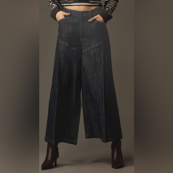 Pilcro Seamed Flounce High Rise Wide Jeans NWT - Picture 3 of 14